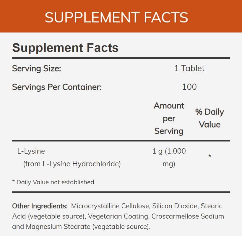 NOW Double Strength L-Lysine 1000 mg