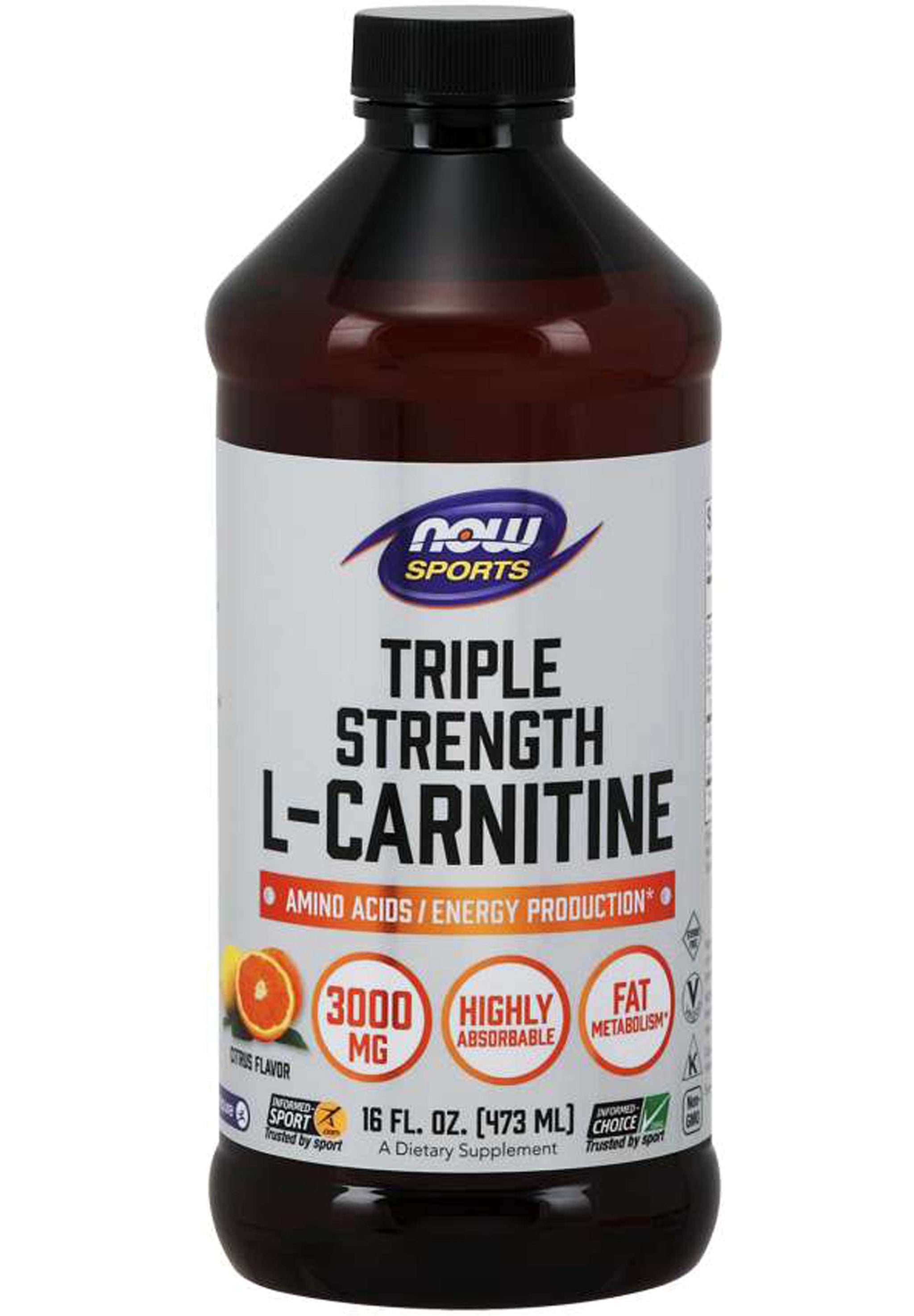 NOW Sports Triple Strength L-Carnitine 3000 mg, Liquid