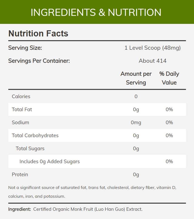 NOW Monk Fruit Extract Powder Organic