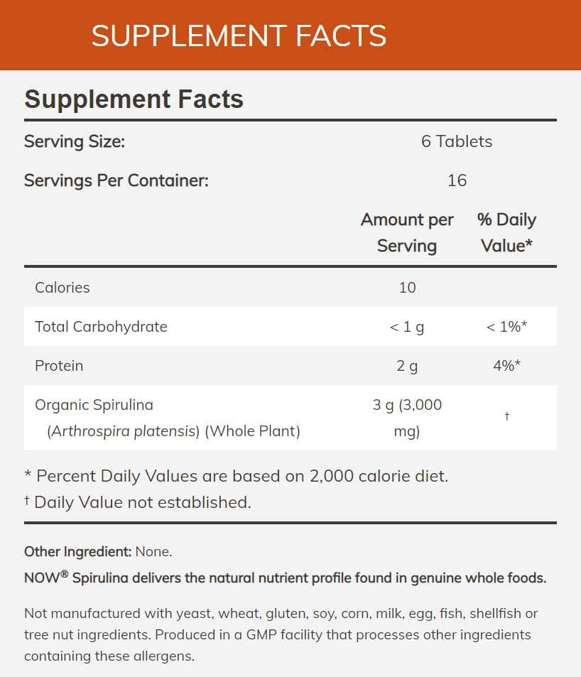 NOW Certified Organic Spirulina