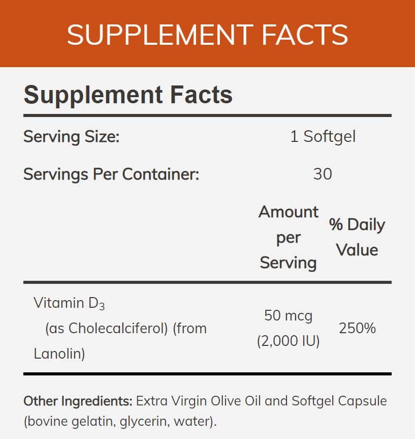 NOW Vitamin D-3 2,000 IU High Potency