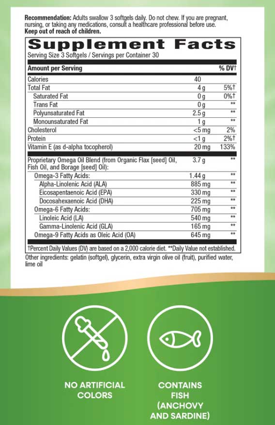 Nature's Way Mega 3/6/9 Omega Blend (Formerly Mega 3/6/9 Blend 1350 mg)