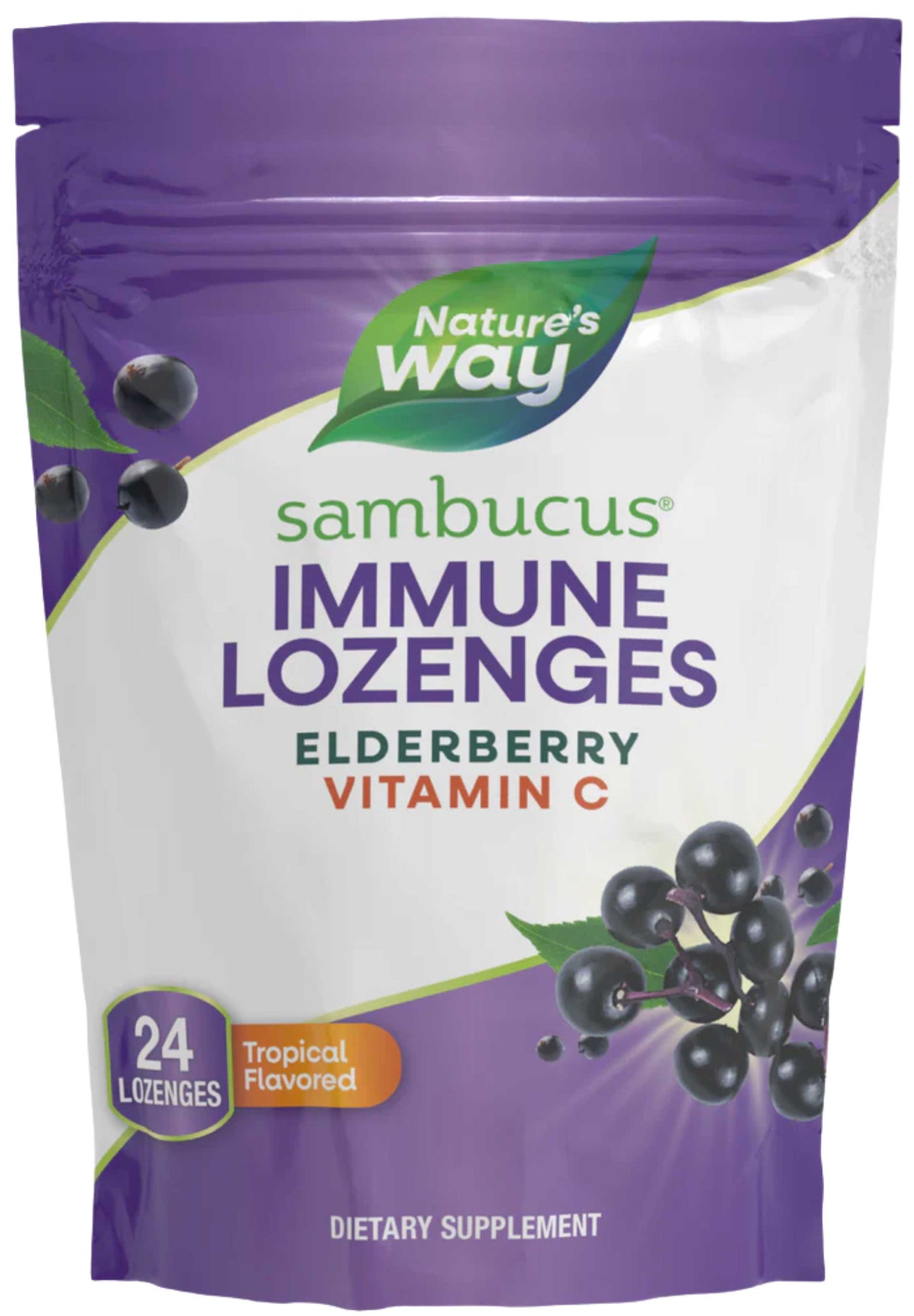 Nature's Way Sambucus Elderberry Vitamin C Tropical Lozenges