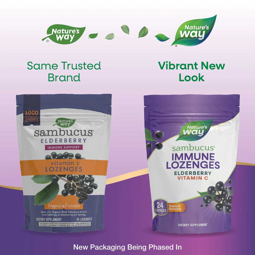 Nature's Way Sambucus Elderberry Vitamin C Tropical Lozenges