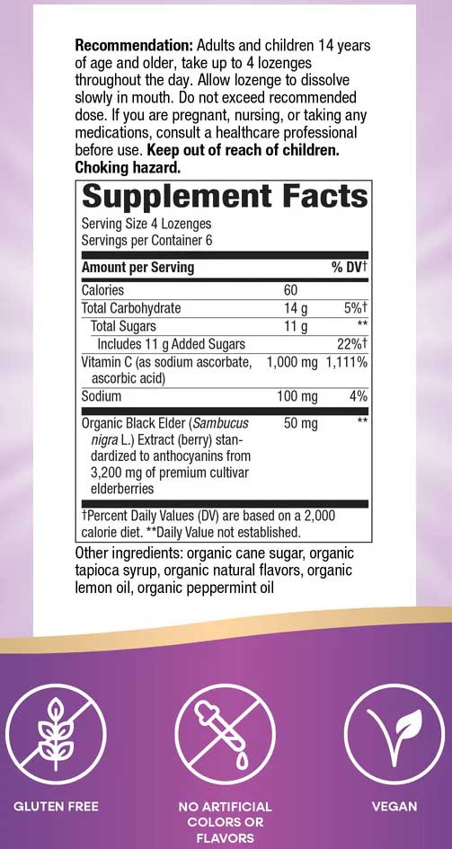 Nature's Way Sambucus Elderberry Vitamin C Tropical Lozenges