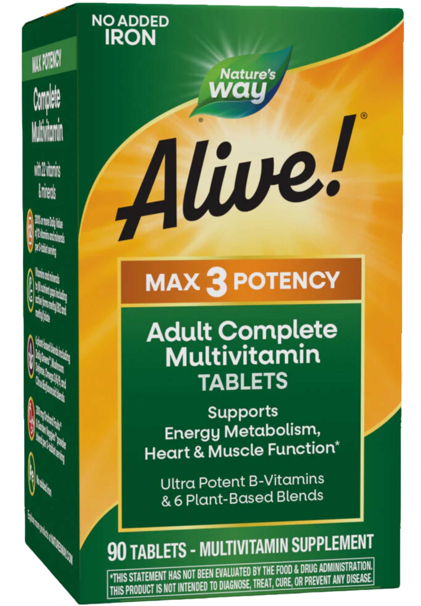 Nature's Way Alive! Max3 Potency Adult Complete Multivitamin (No Iron)