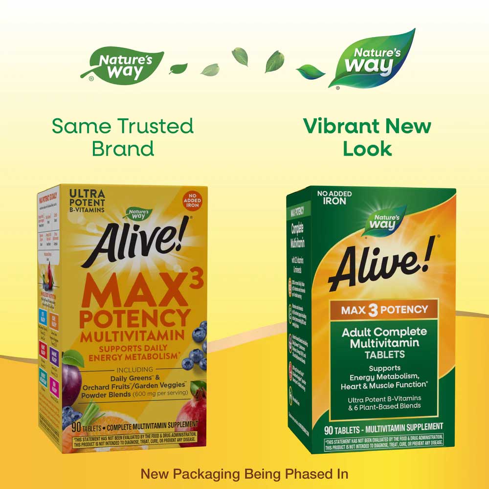 Nature's Way Alive! Max3 Potency Adult Complete Multivitamin (No Iron)