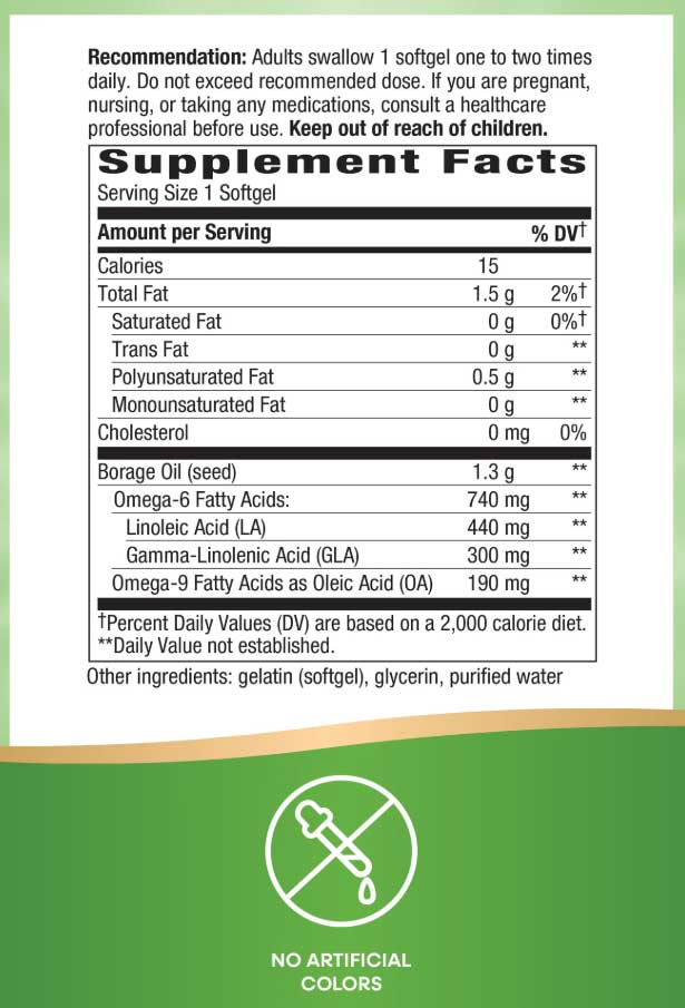 Nature's Way Borage Oil 1300 mg (Formerly EfaGold Borage Oil 1300 mg)