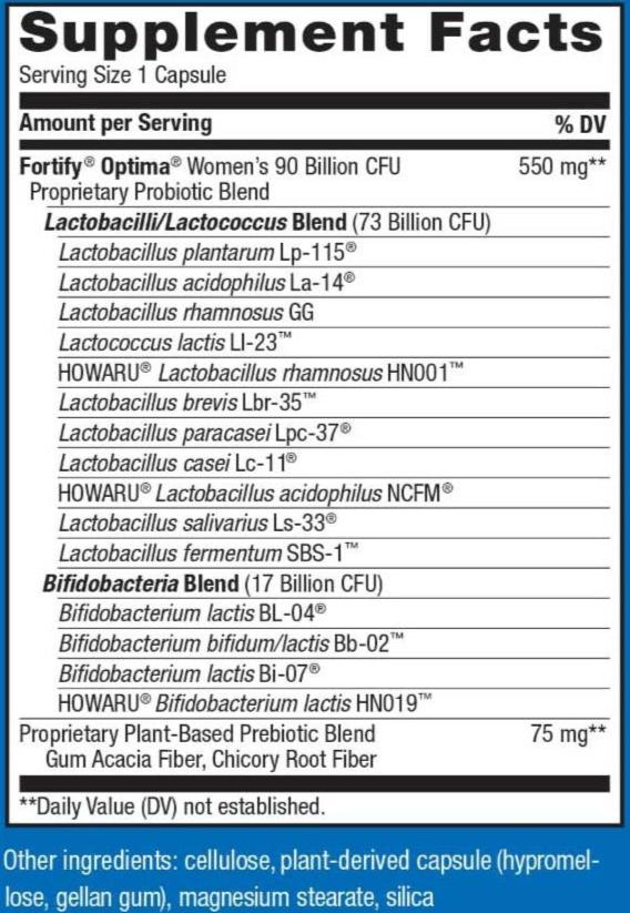 Nature's Way Optima Probiotic Fortify Women's 90 Billion (Formerly Fortify Optima Women's 90 Billion Probiotic)
