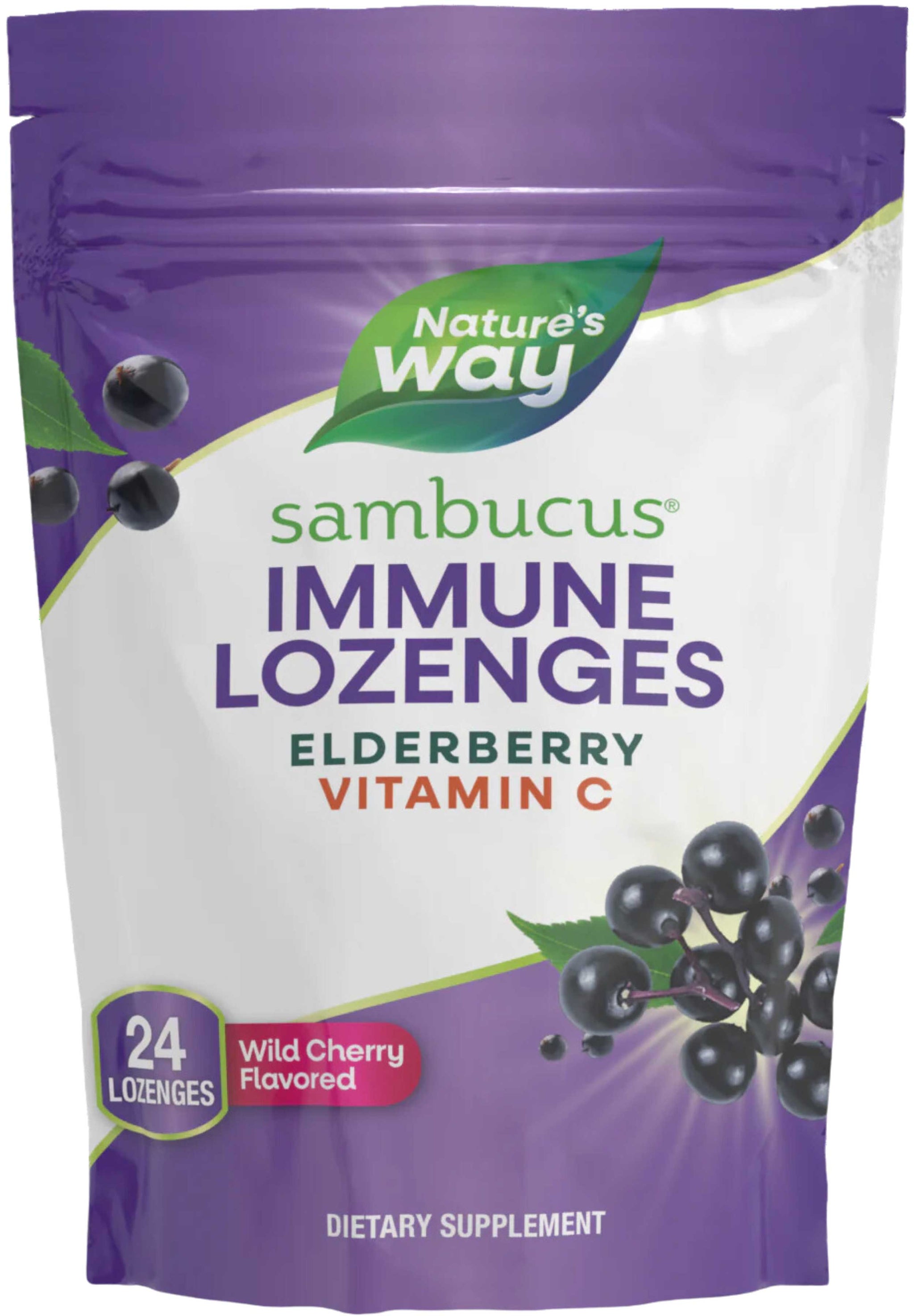 Nature's Way Sambucus Immune Lozenges Vitamin C Wild Cherry Lozenges