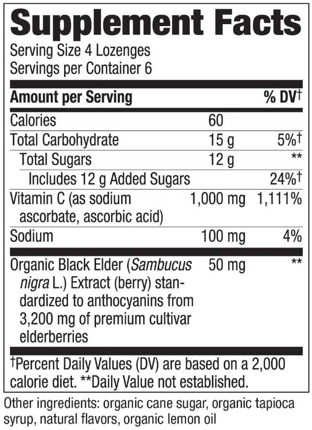 Nature's Way Sambucus Immune Lozenges Vitamin C Wild Cherry Lozenges