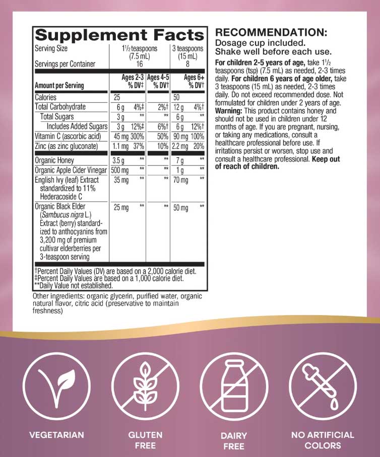 Nature's Way Sambucus Kids Cough + Immune Elderberry Syrup