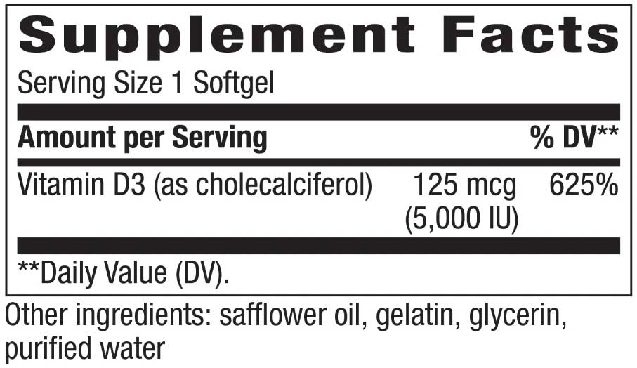Nature's Way Vitamin D3 Max 5,000 IU (125 mcg)