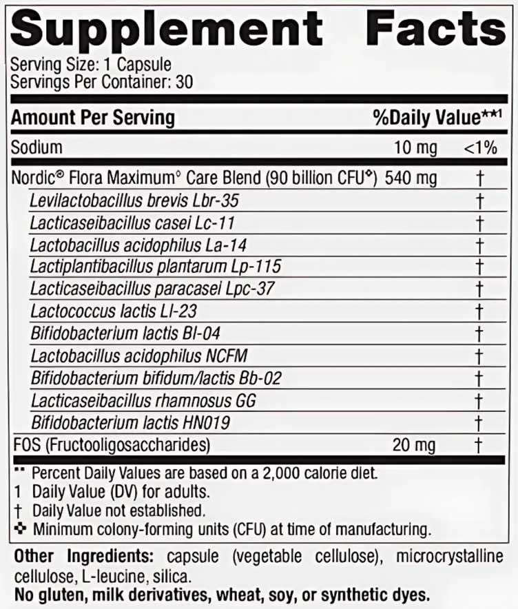 Nordic Naturals Nordic Flora Probiotic Maximum Care
