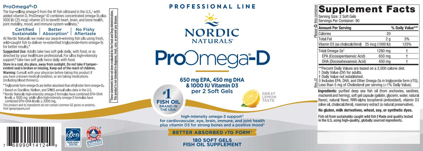 Nordic Naturals ProOmega-D Lemon 1000 mg