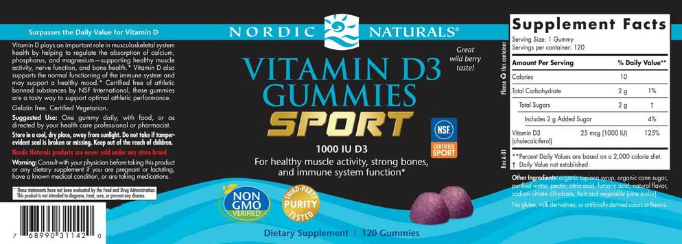 Nordic Naturals Vitamin D3 Gummies Sport