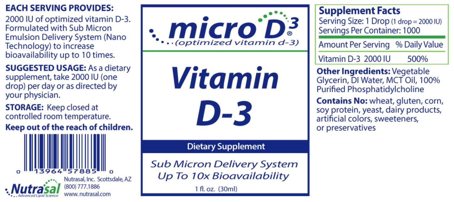 Nutrasal Vitamin D3 with M.E.D.S. (Nano) Technology