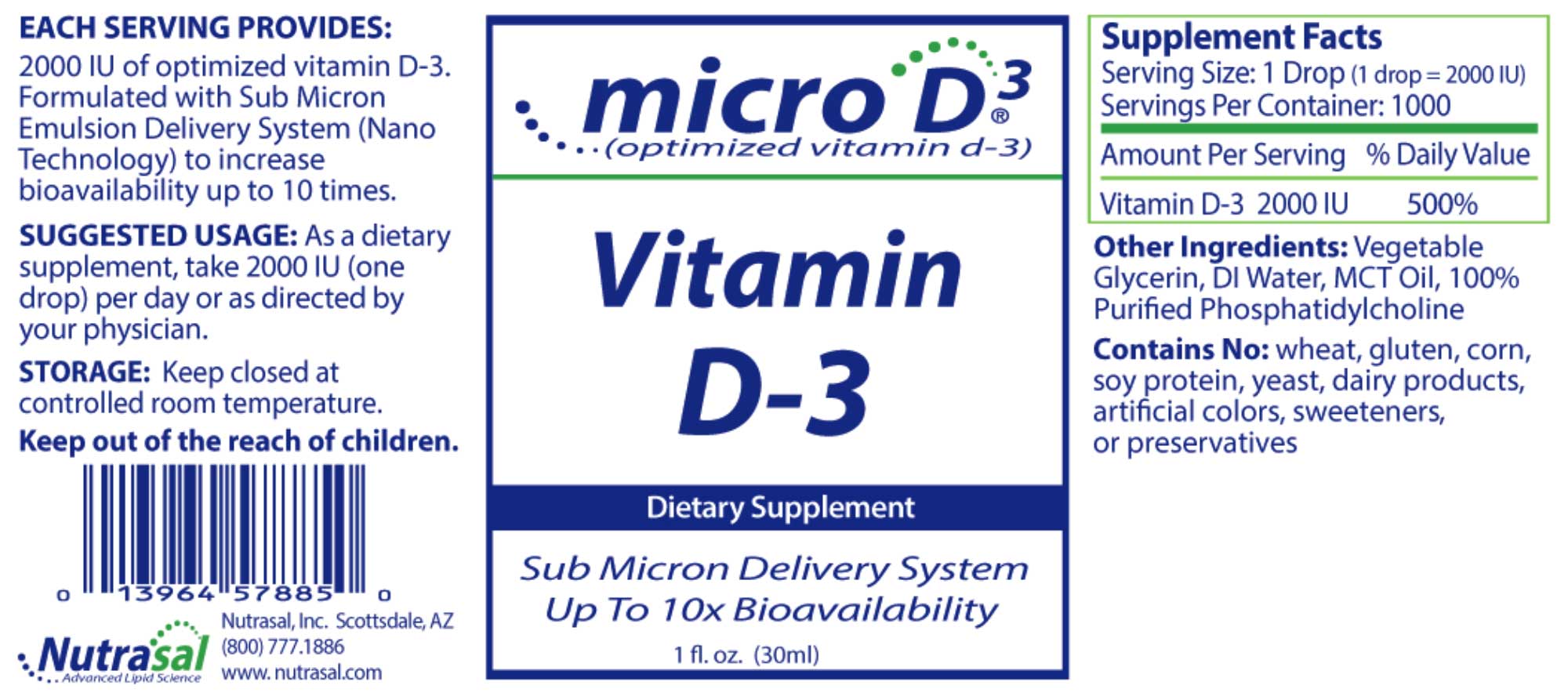 Nutrasal Vitamin D3 with M.E.D.S. (Nano) Technology