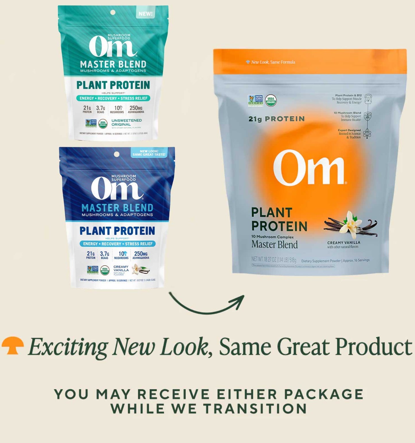 Om Mushroom Superfood Master Blend Plant Protein