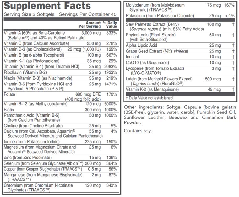 Protocol for Life Balance Ortho Multi for Men
