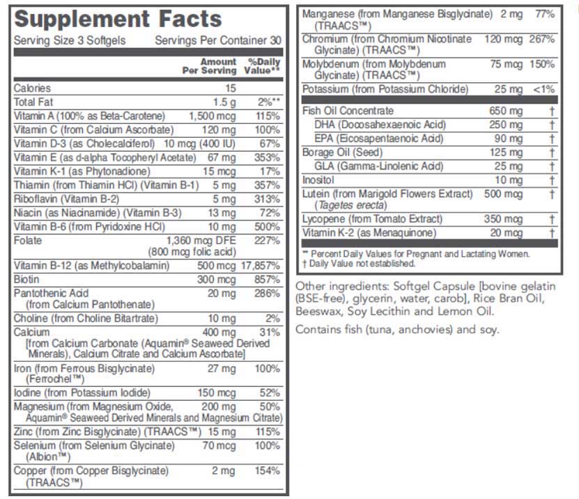 Protocol for Life Balance Pre-Natal Multivitamin with DHA