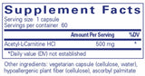 Pure Encapsulations Acetyl-l-Carnitine 500mg