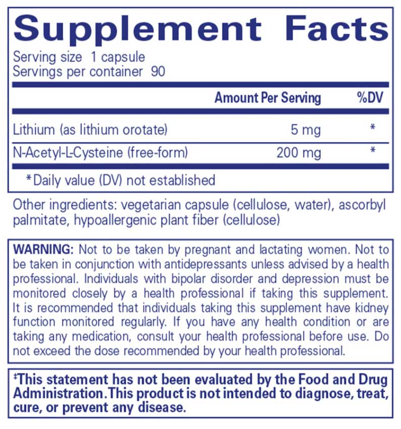 Pure Encapsulations Lithium (Orotate) 5 mg
