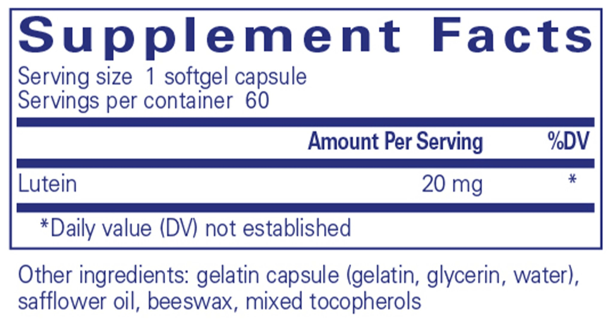 Pure Encapsulations Lutein 20 mg