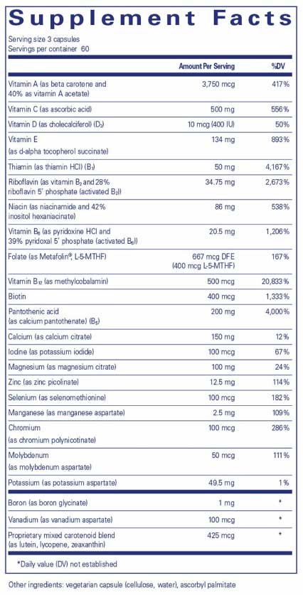 Pure Encapsulations Nutrient 950 A without copper & iron