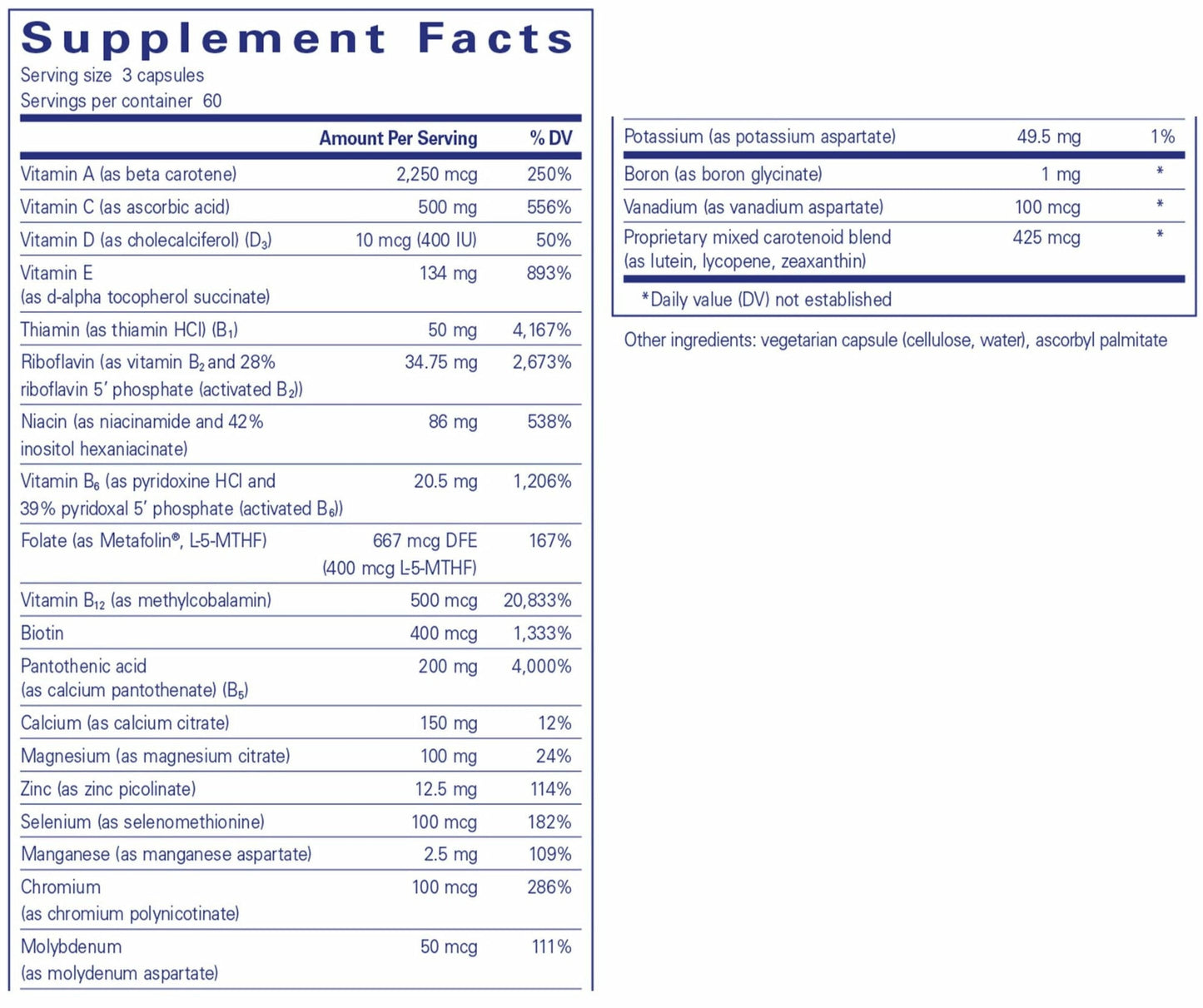 Pure Encapsulations Nutrient 950 without copper, iron and iodine