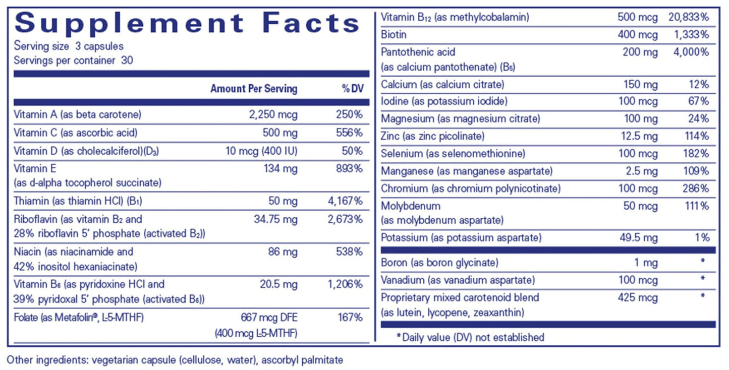 Pure Encapsulations Nutrient 950 without Copper & Iron