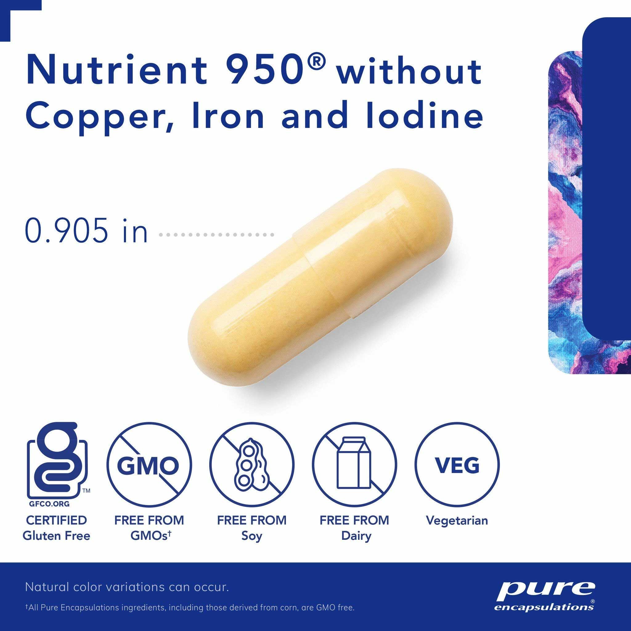 Pure Encapsulations Nutrient 950 without copper, iron and iodine