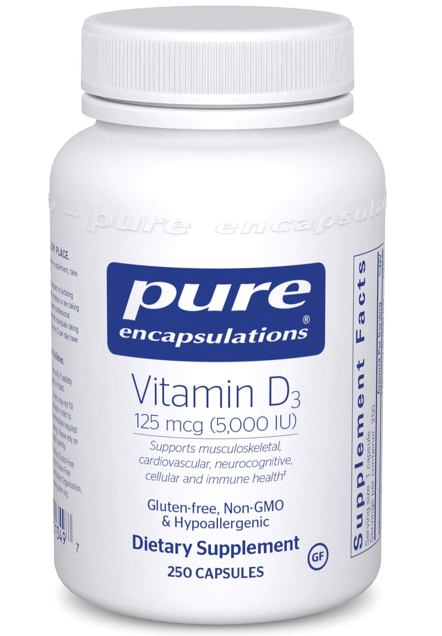 Pure Encapsulations Vitamin D3 125 mcg (5,000 IU)