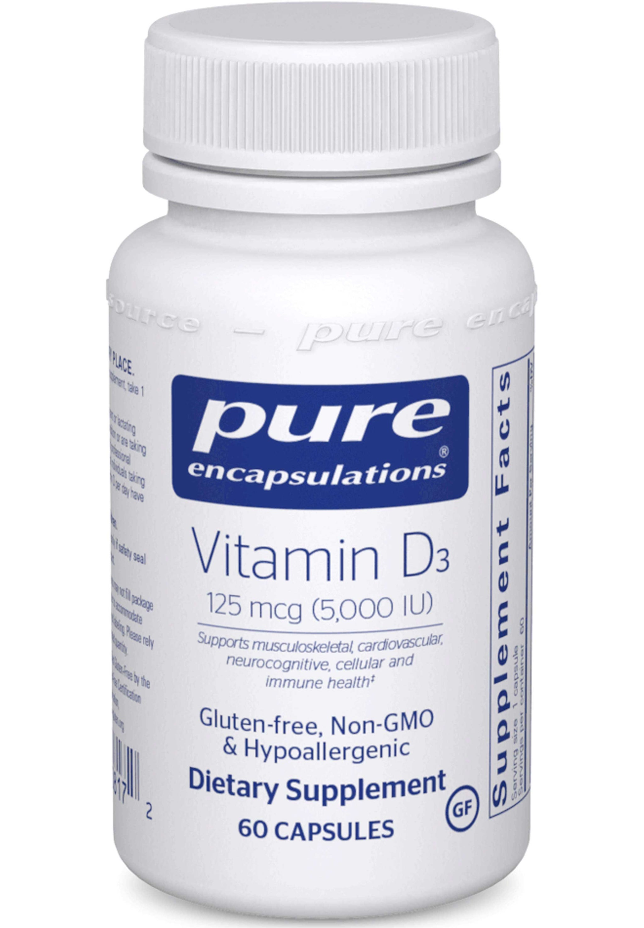Pure Encapsulations Vitamin D3 125 mcg (5,000 IU)