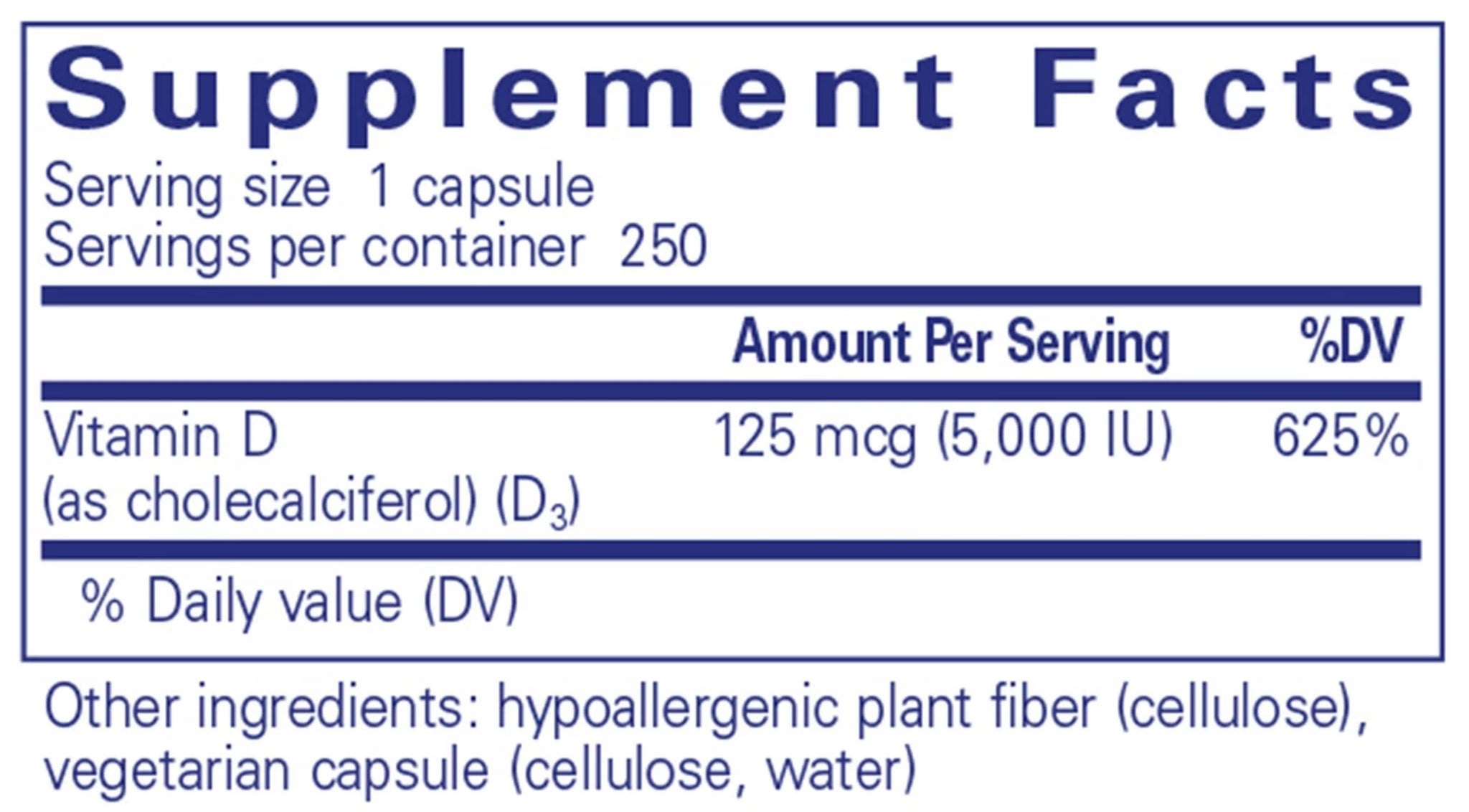 Pure Encapsulations Vitamin D3 125 mcg (5,000 IU)