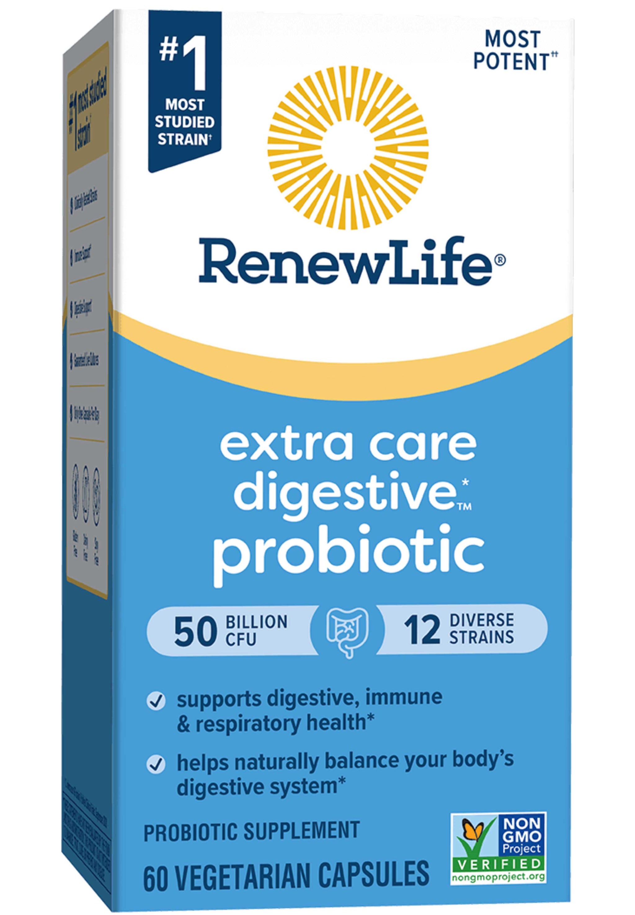Renew Life Extra Care Ultimate Flora Probiotic 50 Billion CFU (Formerly Extra Care Digestive Probiotic)