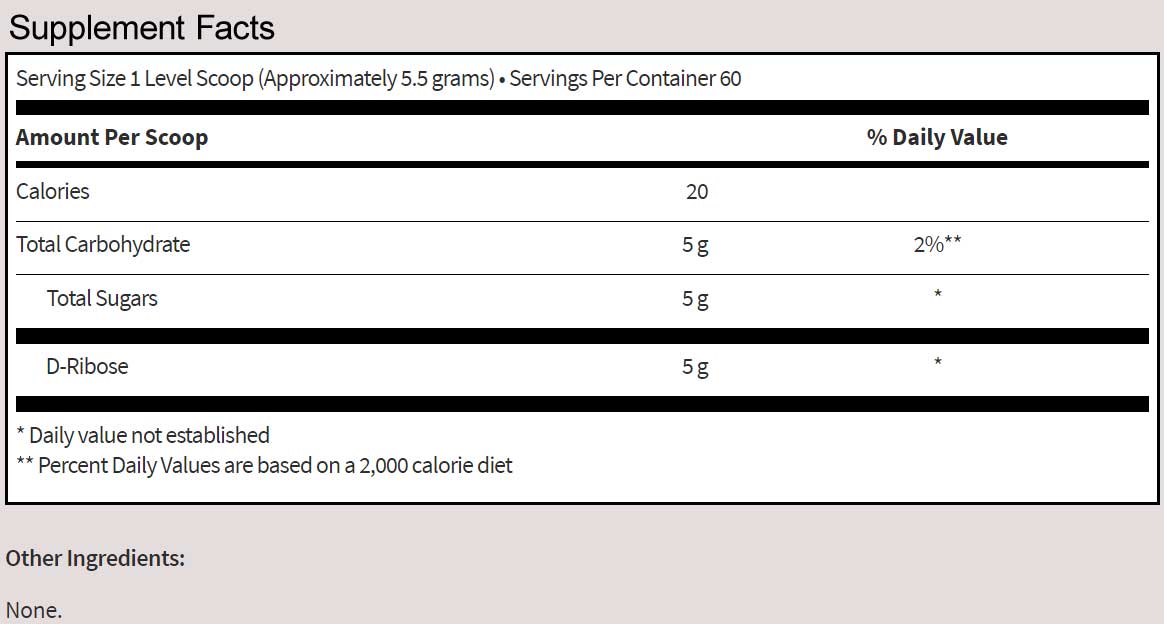 SFI HEALTH (Klaire Labs) D-Ribose Powder