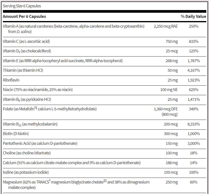 SFI HEALTH (Klaire Labs) MultiThera 1 Capsule Formula (Iron-Free)
