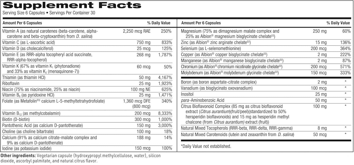 SFI HEALTH (Klaire Labs) MultiThera 1 Capsule Formula Plus K