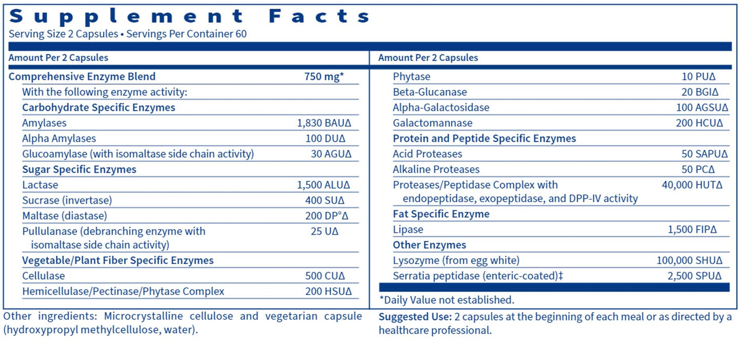 SFI HEALTH (Klaire Labs) Ther-Biotic Vital-Zymes Complete