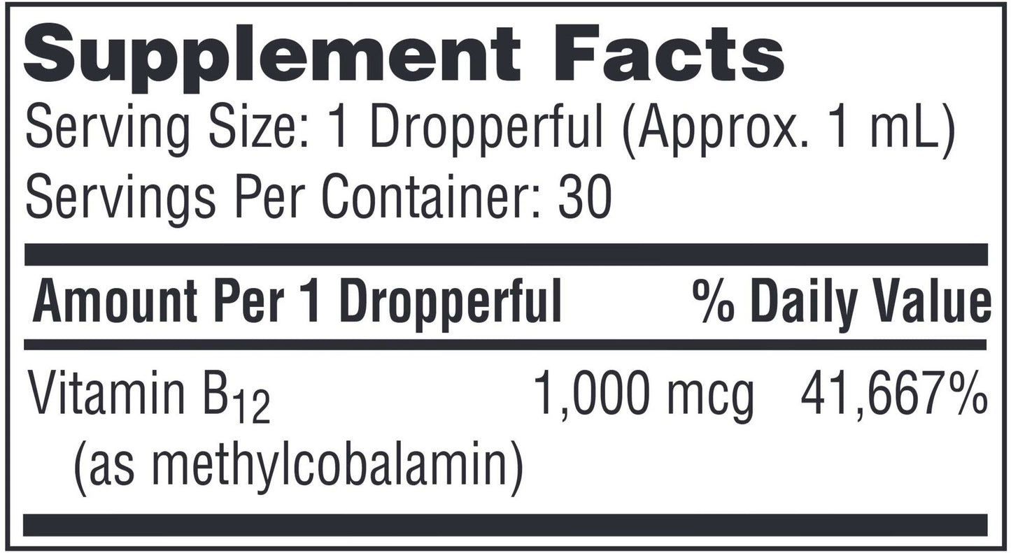 SFI HEALTH (Klaire Labs) Vitamin B12 Liquid (Methylcobalamin 1000 mcg)