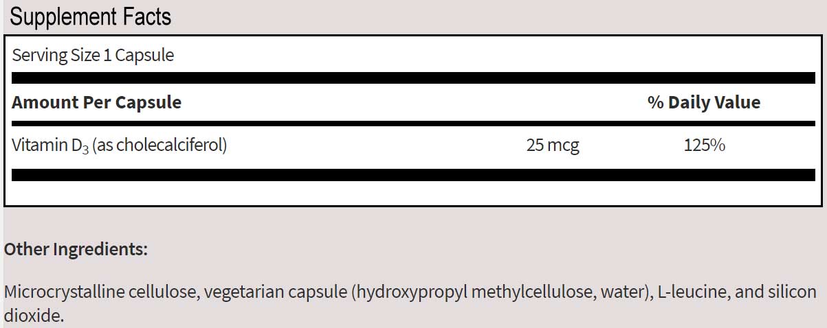 SFI HEALTH (Klaire Labs) Vitamin D3 (1000 IU)
