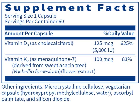 SFI HEALTH (Klaire Labs) Vitamin D Plus K