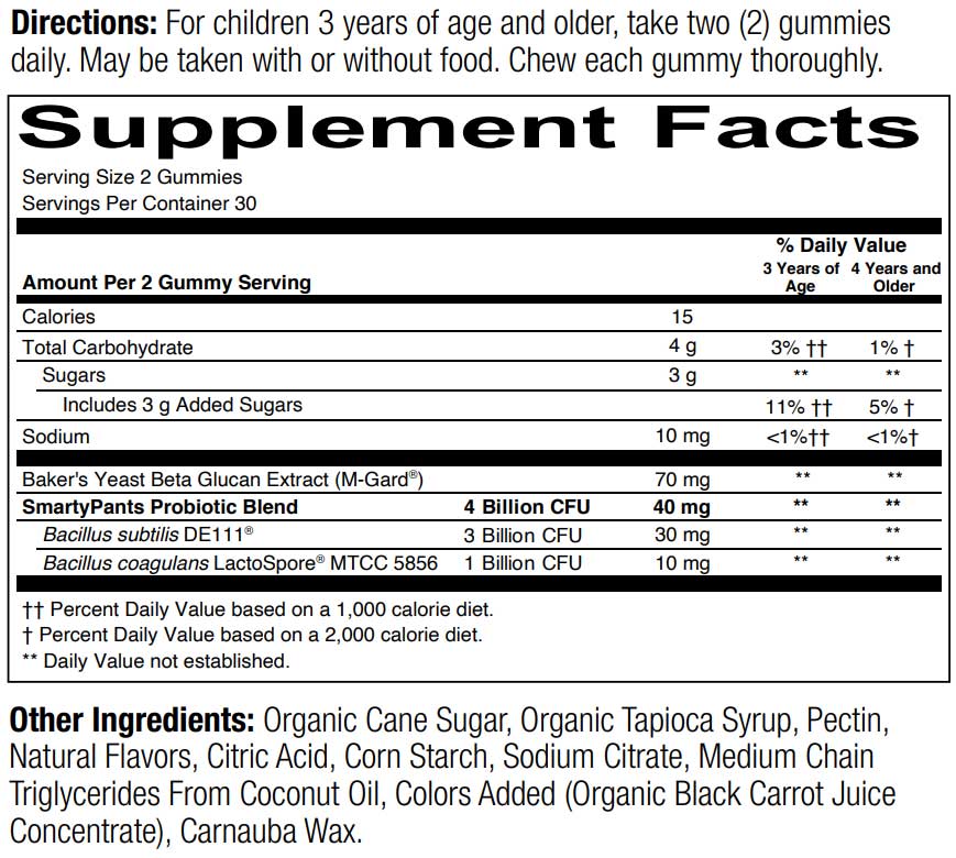 SmartyPants Kids Prebiotic and Probiotic Immunity Formula - Strawberry