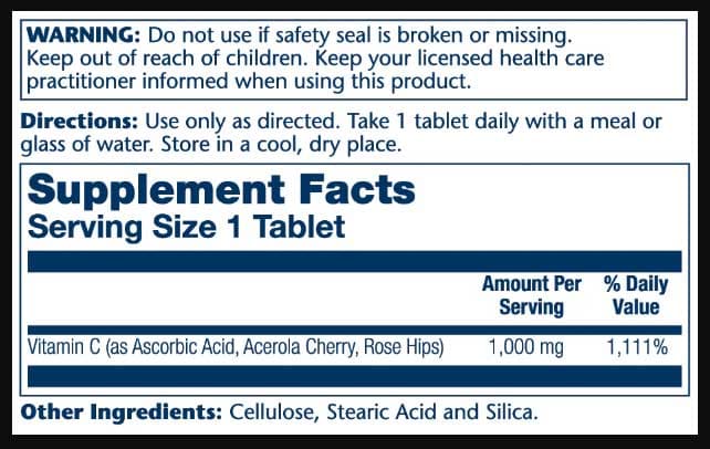 Solaray Vitamin C with Rose Hips & Acerola 1000 mg Tablets