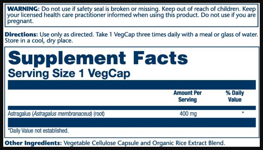 Solaray Astragalus Root 400 mg