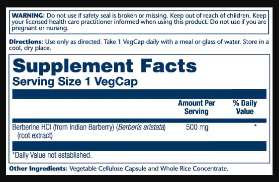 Solaray Vital Extracts Berberine 500 mg (from Indian Barberry)