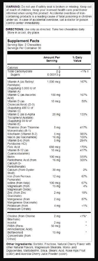 Solaray Kids Vitamins & Minerals Chewable Black Cherry