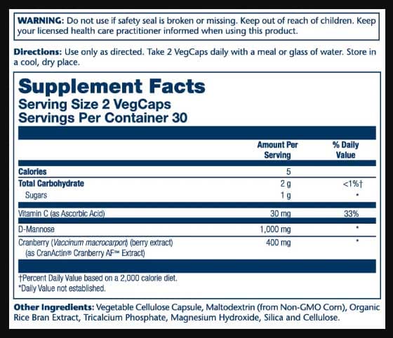 Solaray CranActin D-Mannose 1000 mg
