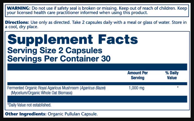 Solaray Royal Agaricus Fermented 1000 mg